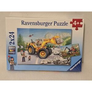 Ravensburger Diggers At Work Floor Puzzles 2 x 24 10" x 7" Bulldozer NEW Sealed